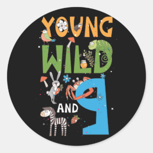 9 Year Old Zoo Birthday Safari Jungle Animal 2nd Classic Round Sticker