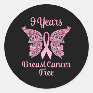 9 Years Breast Cancer Free Survivor Warrior Fighte Classic Round Sticker