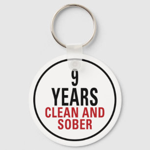 9 Years Clean and Sober Key Ring