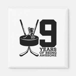 9 Years Of Being Awesome Ice Hockey 9th Birthday Magnet