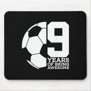 9 Years Of Being Awesome Soccer 9th Birthday _1 Mouse Pad
