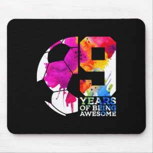 9 Years Of Being Awesome Soccer 9th Birthday _2 Mouse Pad