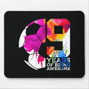 9 Years Of Being Awesome Soccer 9th Birthday _2 Mouse Pad