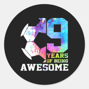 9 Years Of Being Awesome Soccer 9th Birthday Classic Round Sticker