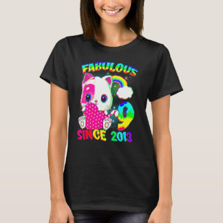 9 Years Old 9th Birthday Cute Cat Girl Fabulous Si T-Shirt