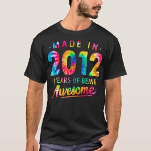 9 Years Old 9th Birthday Made 2012 Tie Dye Men Wom T-Shirt