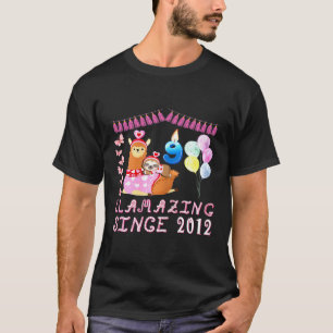 9 Years Old 9th Birthday Sloth Riding Llama Girls T-Shirt