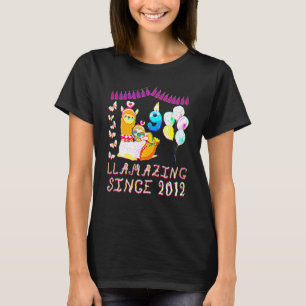 9 Years Old 9th Birthday Sloth Riding Llama Girls T-Shirt