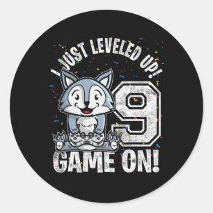9 Years Old 9th Birthday Wolf Boy Girl Gifts Video Classic Round Sticker