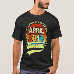 9 Years Old Awesome Since April 2014 9th Birthday T-Shirt
