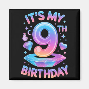 9 Years Old Bday K-p Kids 9th Birthday Girls Kp Bi Magnet