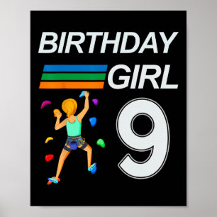 9 Years Old Birthday Bouldering Rock Climbing For Poster
