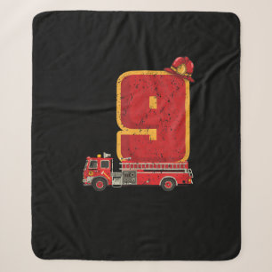 9 Years Old Birthday Boy Gifts Firefighter Sherpa Blanket