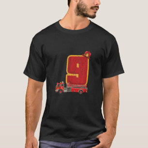 9 Years Old Birthday Boy Gifts Firefighter T-Shirt