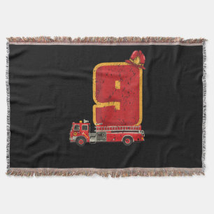 9 Years Old Birthday Boy Gifts Firefighter Throw Blanket