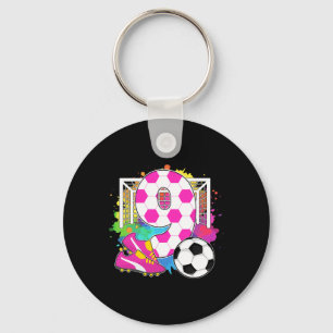 9 Years Old Birthday Girl 9th Birthday Soccer Them Key Ring