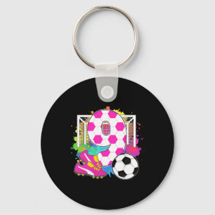 9 Years Old Birthday Girl 9th Birthday Soccer Them Key Ring