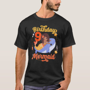 9 Years Old Birthday Mermaid 9th Magical African A T-Shirt