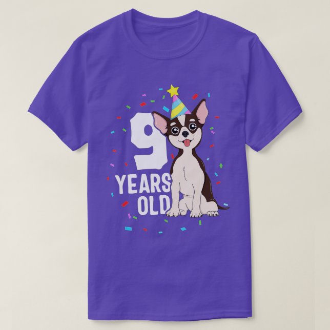9 Years Old Birthday Outfit Chihuahua Dog Party 9t T-Shirt (Design Front)