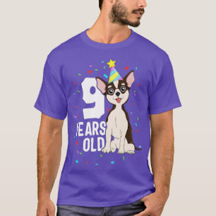 9 Years Old Birthday Outfit Chihuahua Dog Party 9t T-Shirt