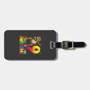 9 Years Old Birthday Sloth Dabbing 9th Birthday Sl Luggage Tag