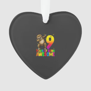 9 Years Old Birthday Sloth Dabbing 9th Birthday Sl Ornament