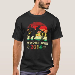 9 Years Old Boy Dinosaur rex Awesome Since 2014 Bi T-Shirt