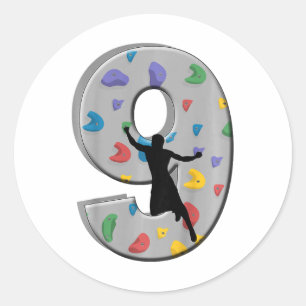 9 Years Old Climber Birthday Bouldering Climbing R Classic Round Sticker