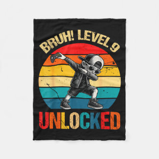 9 Years Old Dabbing Boy Bruh 9th Level Unlocked Bi Fleece Blanket