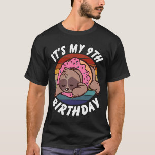 9 Years Old Funny Sloth And Donut Retro Vintage 9t T-Shirt
