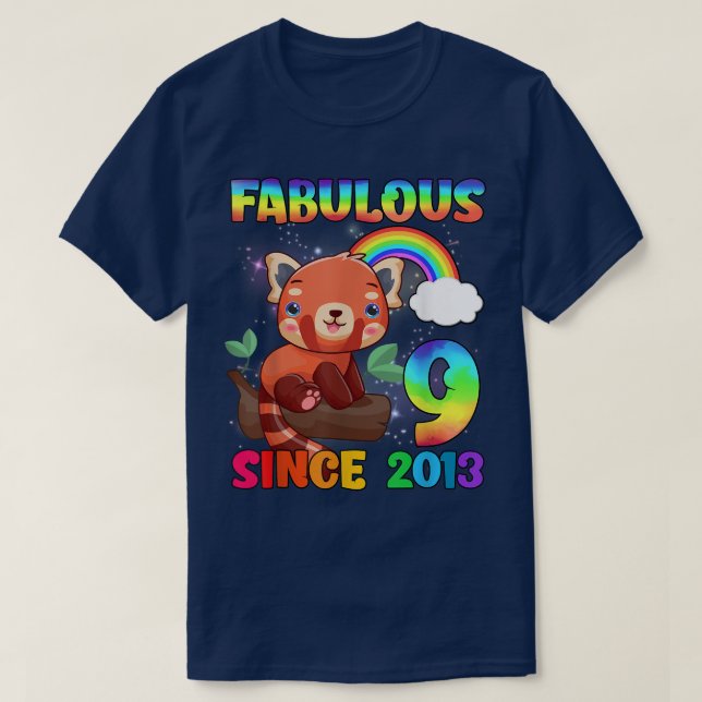 9 Years Old Girl 9th Birthday Red Panda Girls Sinc T-Shirt (Design Front)