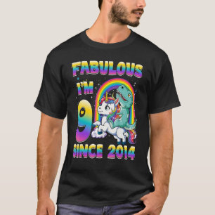 9 Years Old Girls Dinosaur Riding Unicorn 9th Birt T-Shirt