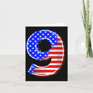 9 Years Old Kids America USA Flag 9th Birthday Card