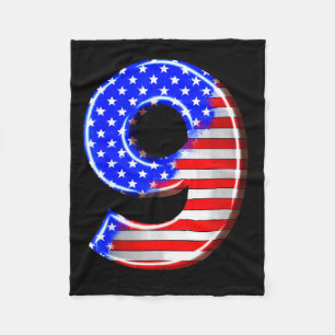 9 Years Old Kids America USA Flag 9th Birthday Fleece Blanket