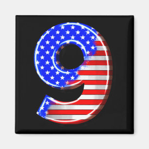 9 Years Old Kids America USA Flag 9th Birthday Magnet