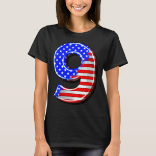 9 Years Old Kids America USA Flag 9th Birthday T-Shirt