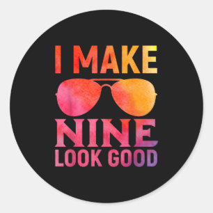 9 Years Old Kids Birthday Quote Graphics Funny 9th Classic Round Sticker