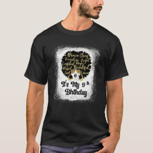 9 Years Old Leopard Melanin Girl It's My Birthday  T-Shirt