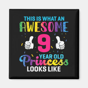 9 Years Old Princess Birthday Quote 9th B-Day Kids Magnet
