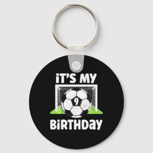 9 Years Old Soccer 9th Birthday Player Kids B-day Key Ring