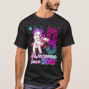 9 Years Old Unicorn Flossing 9Th Birthday Girl Uni T-Shirt