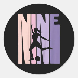 9 Years Soccer Girls Gift 9th Birthday Footll Play Classic Round Sticker