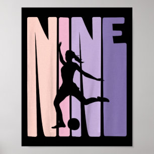 9 Years Soccer Girls Gift 9th Birthday Footll Play Poster