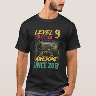 9 Yrs Old Level 9 Unlocked Video Gamer 9 Birthday T-Shirt