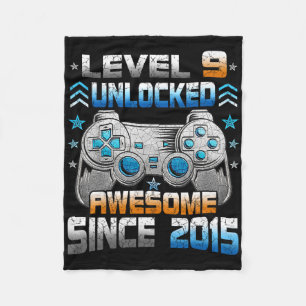 9th 9 Year Old Birthday Kids Boy Gamer 9 Yr Level  Fleece Blanket