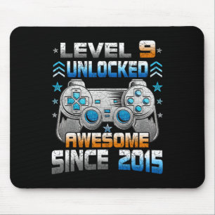 9th 9 Year Old Birthday Kids Boy Gamer 9 Yr Level Mouse Pad