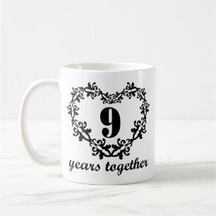 9th Anniversary 9 Years Together Heart Gift Mug
