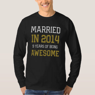 9th Anniversary for Men Married In 2014 Couples Hu T-Shirt