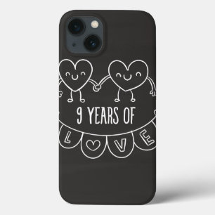 9th Anniversary Gift Chalk Hearts iPhone 13 Case