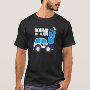 9th Birthday 9 Nine Year Old Police Car Cop Office T-Shirt